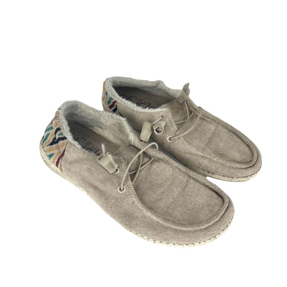 Hey Dude Wendy Slip On Sneaker Funky Wool Beige Pattern Womens Size 7 Pre Owned - Picture 1 of 7